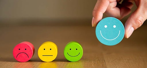 emojis para simbolizar resultados de uma pesquisa de satisfação