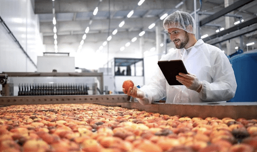 homem trabalhando em uma indústria de alimentos