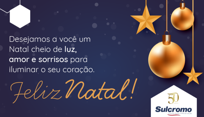 Imagem de um card com uma mensagem escrita feita pela Sulcromo, para simbolizar que deseja a todos um feliz natal